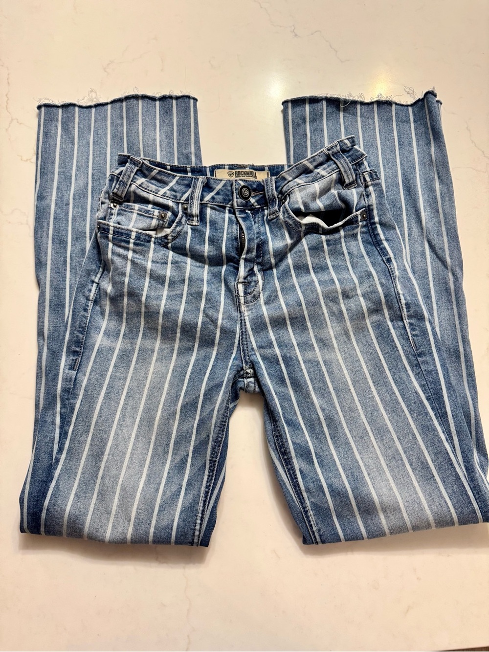 Rock & Roll Denim High Rise Trouser Pinstripe Jeans | W26 L36